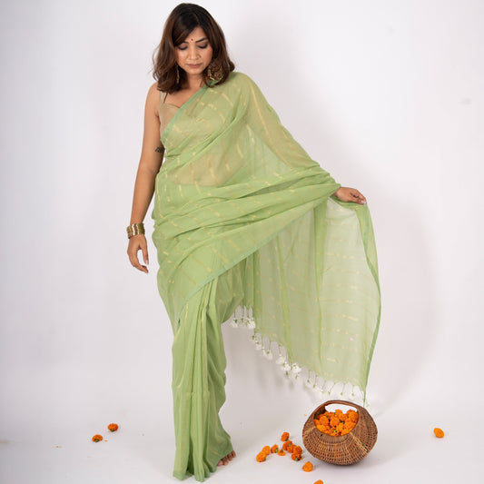 Raab Mulmul Zari Stripe Saree