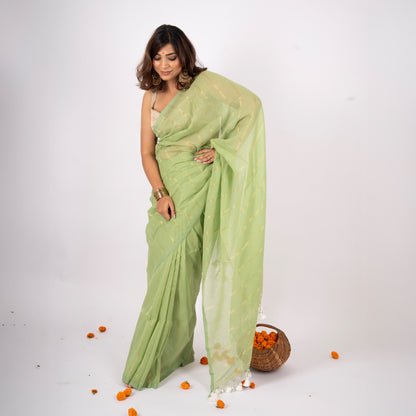 Raab Mulmul Zari Stripe Saree