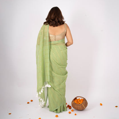 Raab Mulmul Zari Stripe Saree