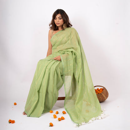 Raab Mulmul Zari Stripe Saree