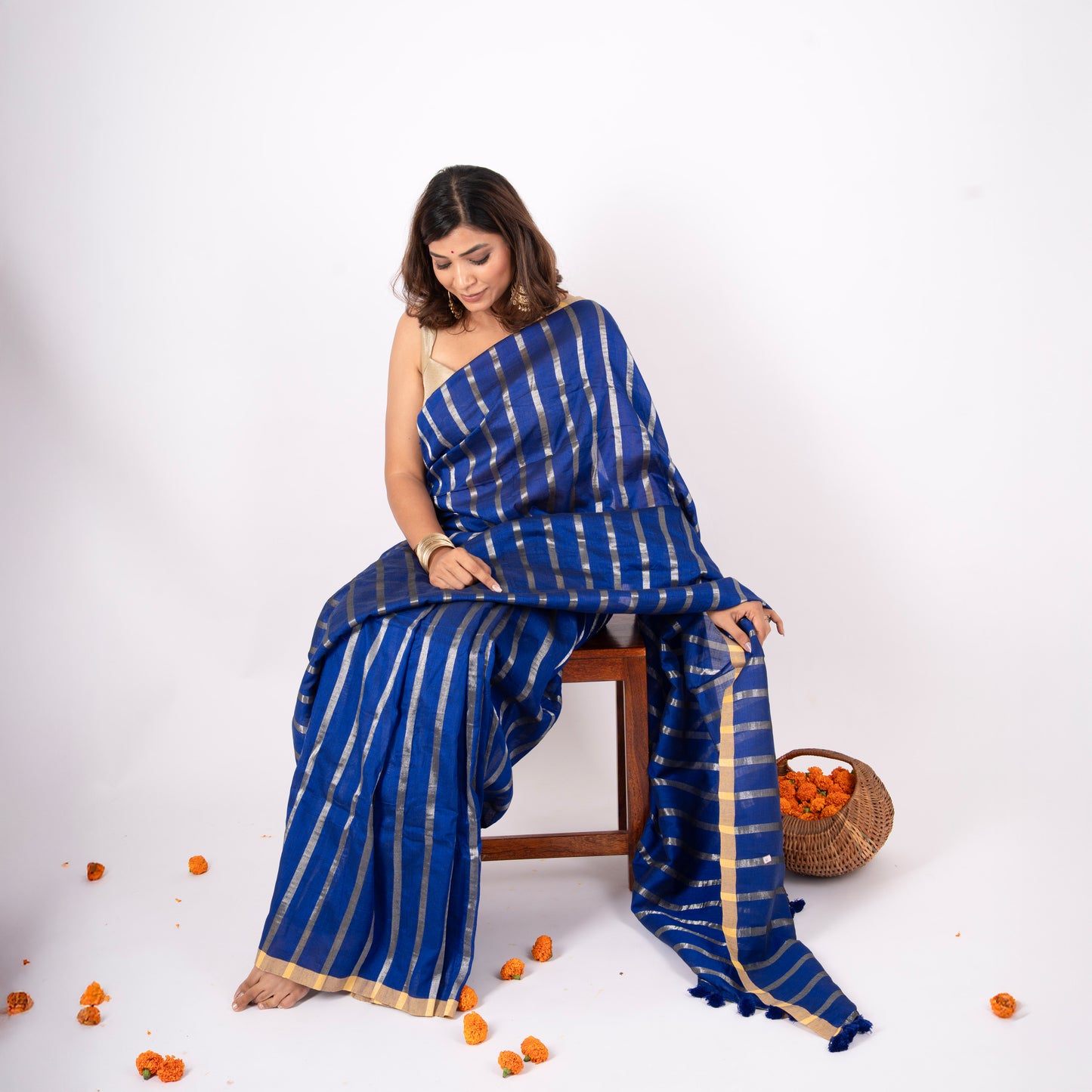 Amara Cotton Zari Stripe Saree