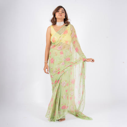 Vintage Mint Chiffon Saree