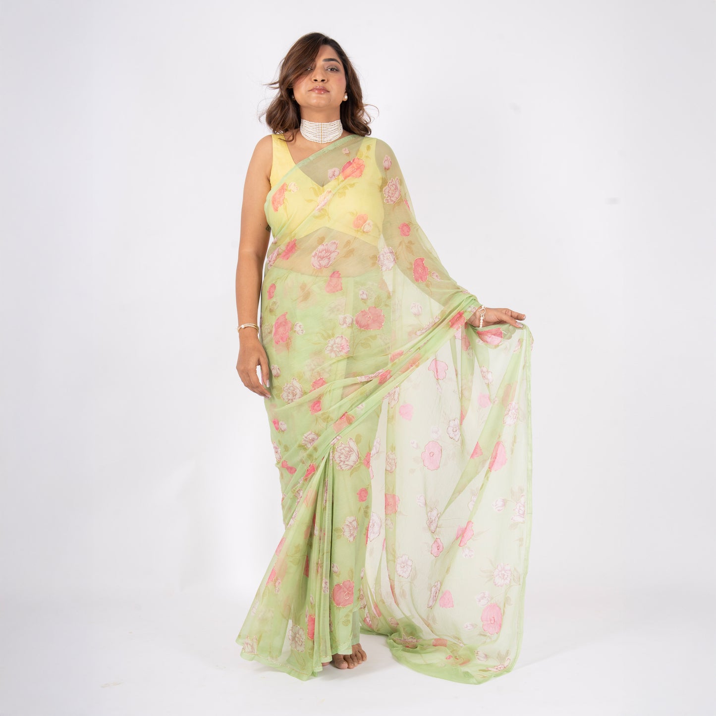 Vintage Mint Chiffon Saree