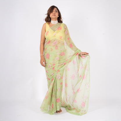 Vintage Mint Chiffon Saree