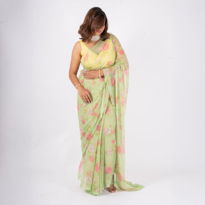 Vintage Mint Chiffon Saree