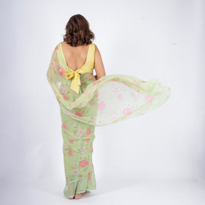 Vintage Mint Chiffon Saree