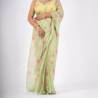 Vintage Mint Chiffon Saree