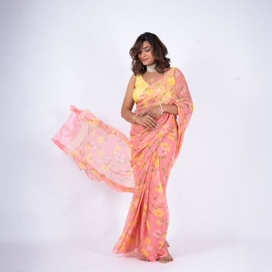 Roselle Pure Chiffon Saree