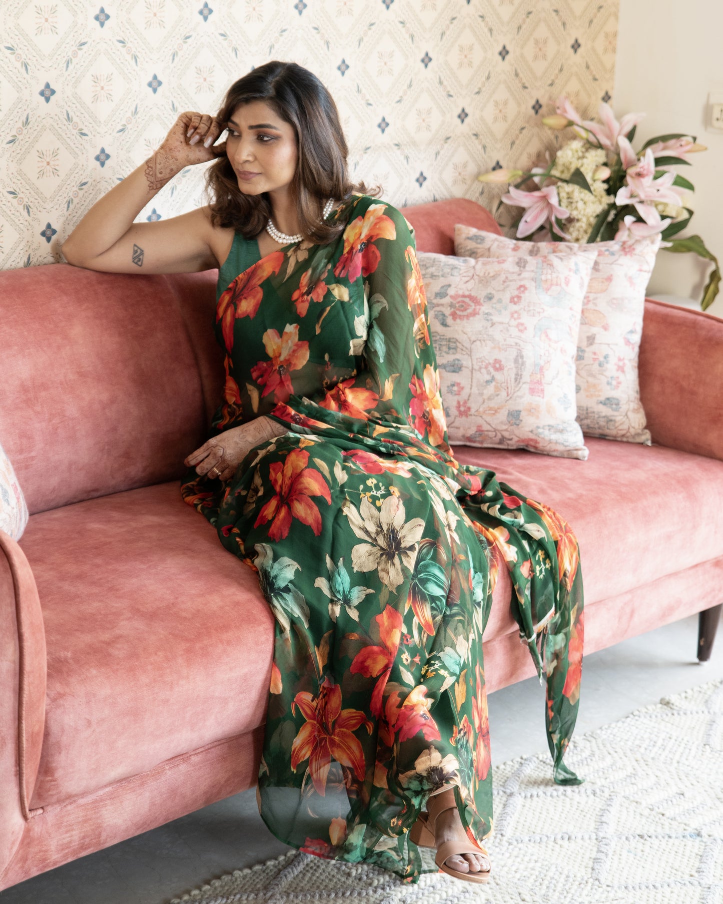 Orelia Pure Chiffon Saree