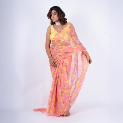 Roselle Pure Chiffon Saree