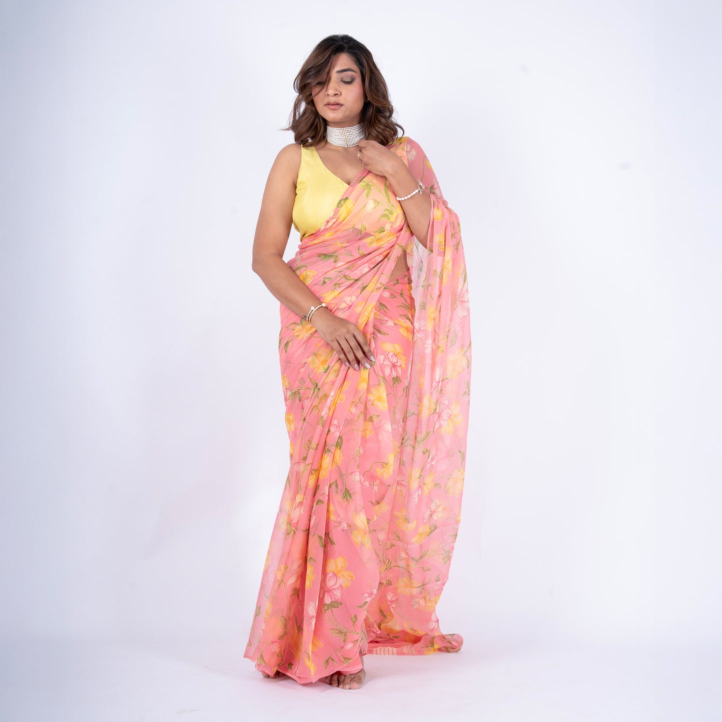 Roselle Pure Chiffon Saree