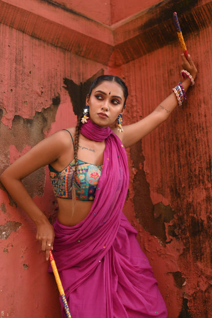 Jamun Rang Mul Saree