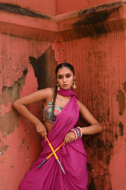 Jamun Rang Mul Saree