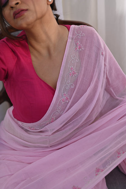 Fairy Handembroidred Mul Saree