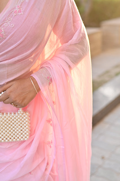 Fairy Handembroidred Mul Saree