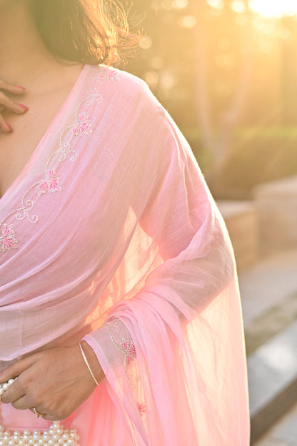 Fairy Handembroidred Mul Saree