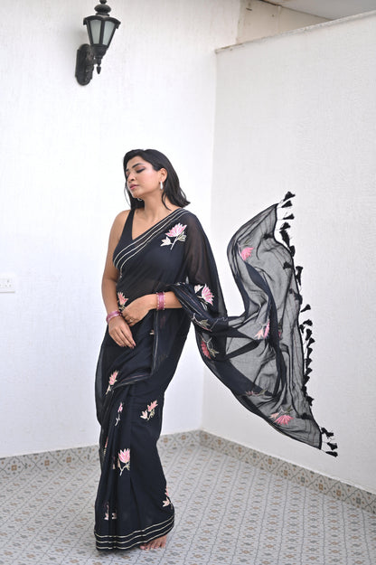 Onyx Chic Mul Saree