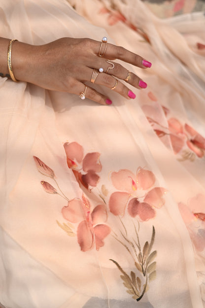 Frangipani Pure Chiffon Saree