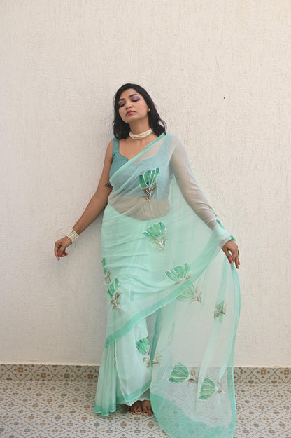 Tulips Of Lisse Pure  Chiffon Saree