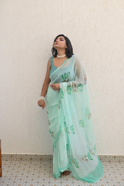 Tulips Of Lisse Pure  Chiffon Saree