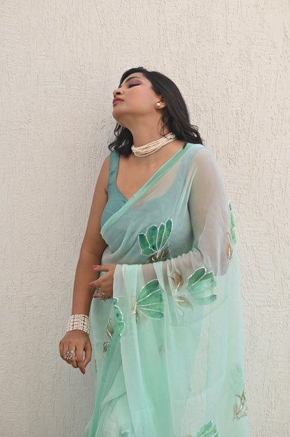 Tulips Of Lisse Pure  Chiffon Saree