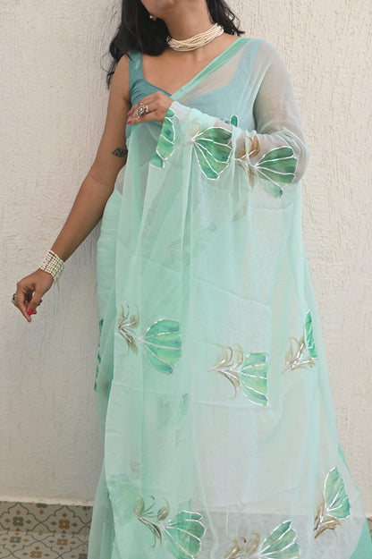 Tulips Of Lisse Pure  Chiffon Saree