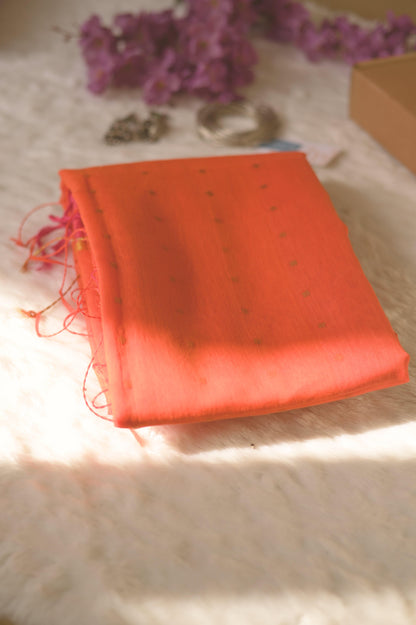 Rush of Orange Pink Saree - Mayin India 