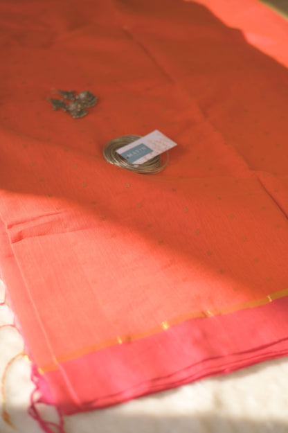 Rush of Orange Pink Saree - Mayin India 