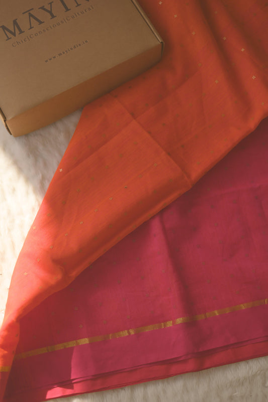 Rush of Orange Pink Saree - Mayin India 