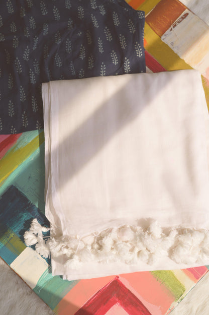 Vanilla Mousse Mul Saree - Mayin India 