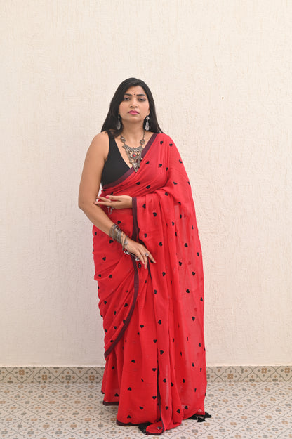Red Heart Mul Saree