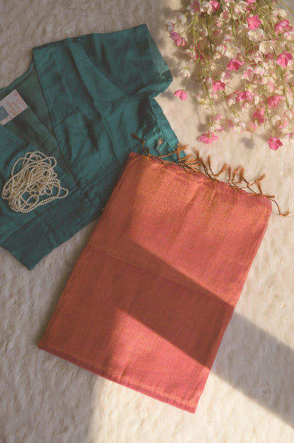 Sunrise Glow Mul Tissue Saree - Mayin India 