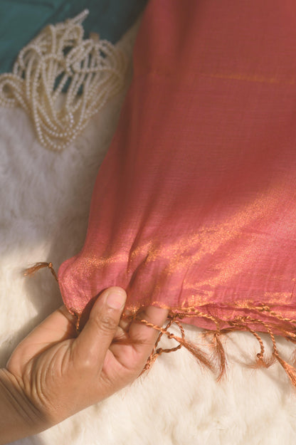 Sunrise Glow Mul Tissue Saree - Mayin India 