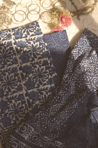 Indigo Handblockprinted Suit Set - Mayin India 