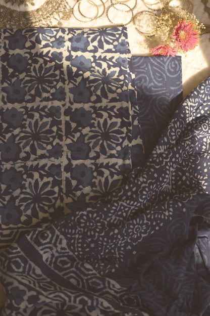 Indigo Handblockprinted Suit Set - Mayin India 