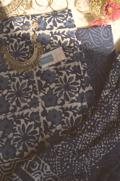 Indigo Handblockprinted Suit Set - Mayin India 