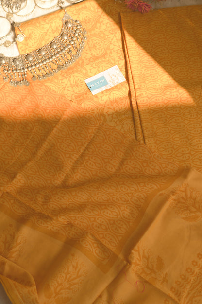 Yellow Handblockprinted Suit Set - Mayin India 