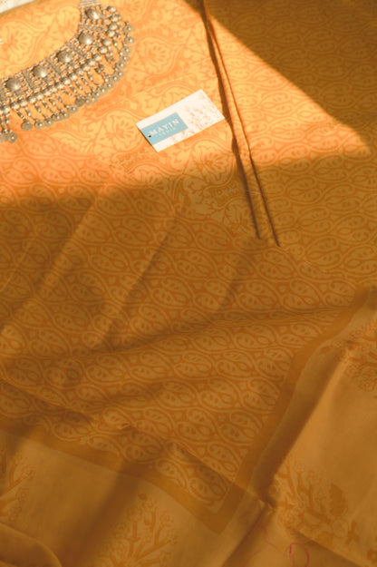 Yellow Handblockprinted Suit Set - Mayin India 