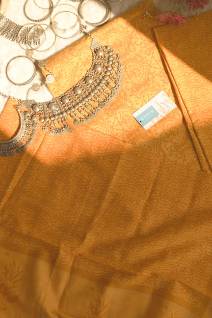 Yellow Handblockprinted Suit Set - Mayin India 