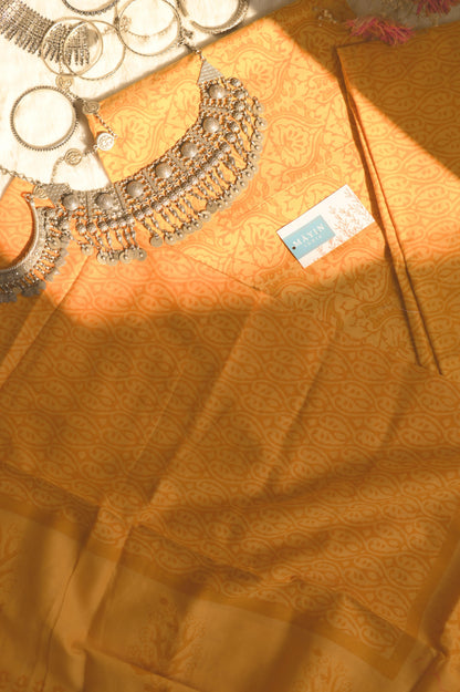 Yellow Handblockprinted Suit Set - Mayin India 