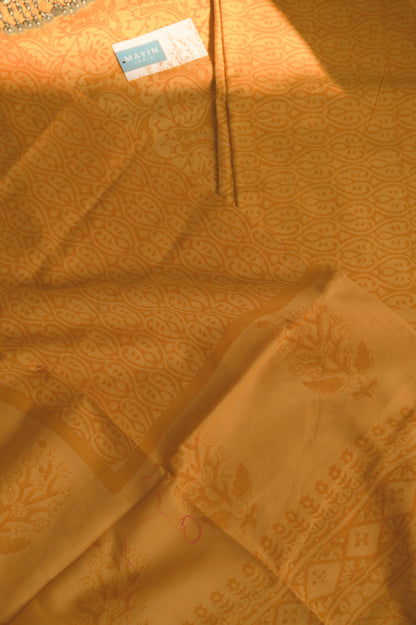Yellow Handblockprinted Suit Set - Mayin India 
