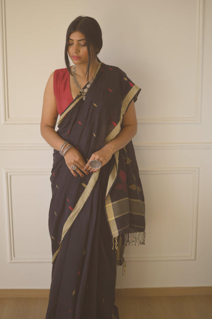 Vaishali Muslin Handloom Jamdani Saree - Mayin India 