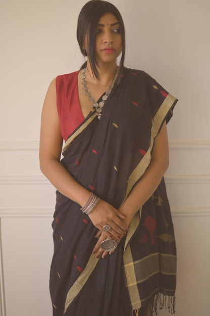 Vaishali Muslin Handloom Jamdani Saree - Mayin India 