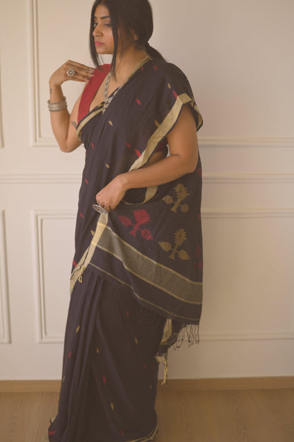 Vaishali Muslin Handloom Jamdani Saree - Mayin India 