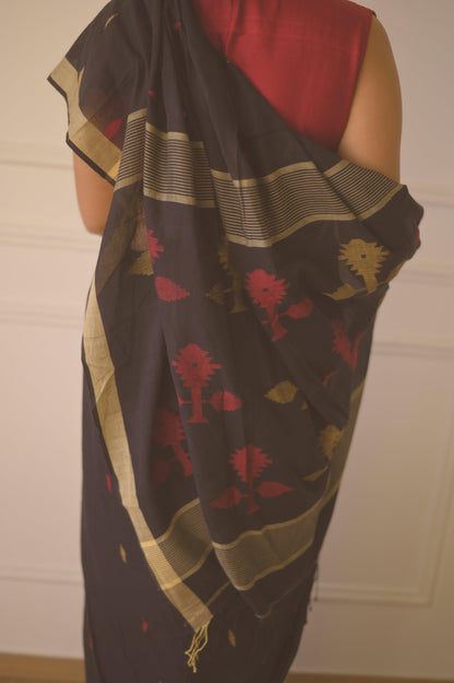 Vaishali Muslin Handloom Jamdani Saree - Mayin India 