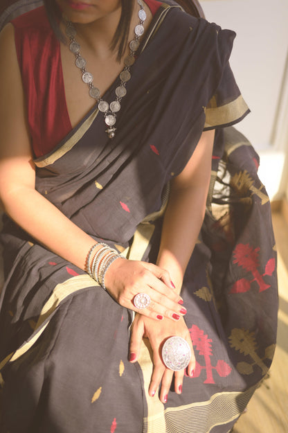 Vaishali Muslin Handloom Jamdani Saree - Mayin India 