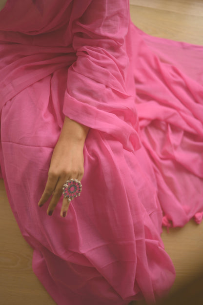Strawberry Sorbet Mul Saree - Mayin India 