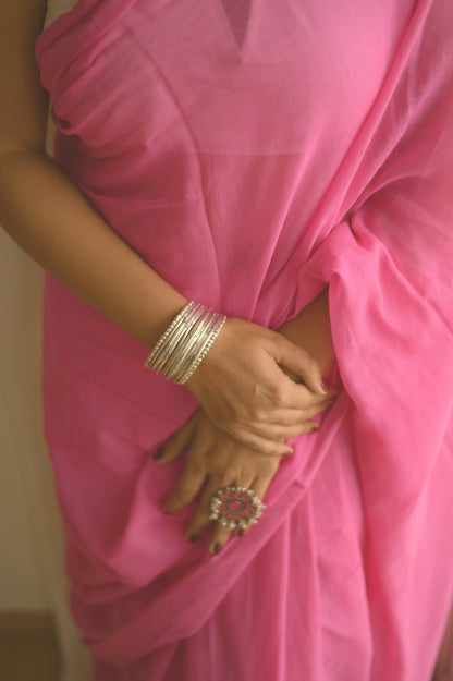 Strawberry Sorbet Mul Saree - Mayin India 