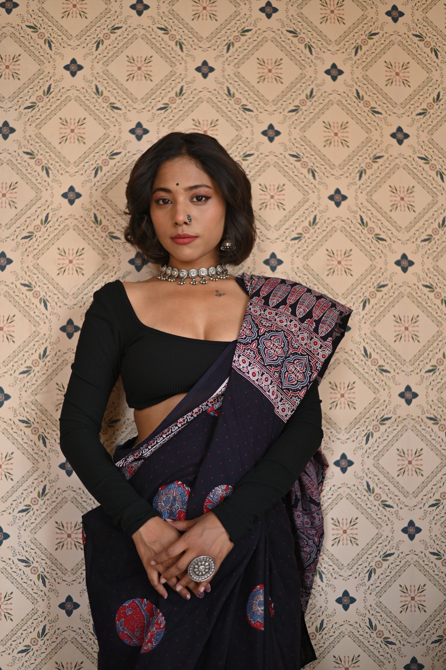 Meherun Organic Ajrakh Mulmul Saree