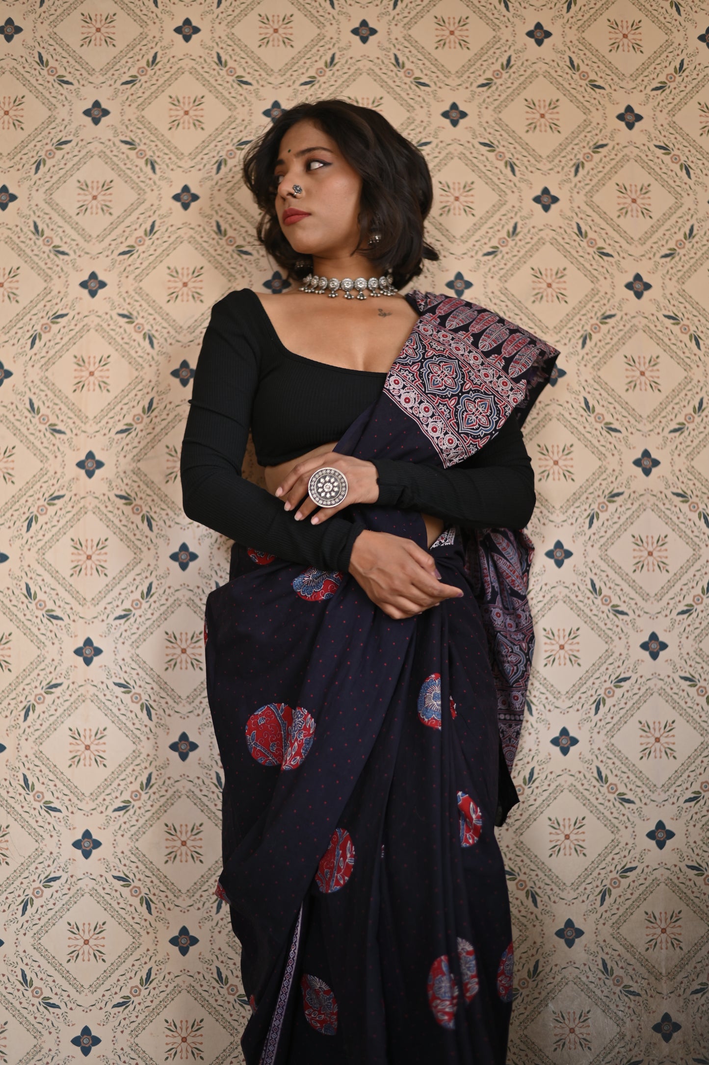 Meherun Organic Ajrakh Mulmul Saree
